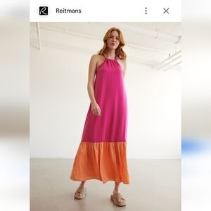 Reitmans Sleeveless Satin Swin gconsulter Maxi Dress size L